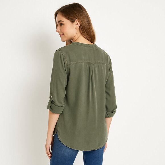 Tommy Bahama Tencel Utility Popover Shirt Coastal Safari Sage Green L Vacation - Picture 3 of 17